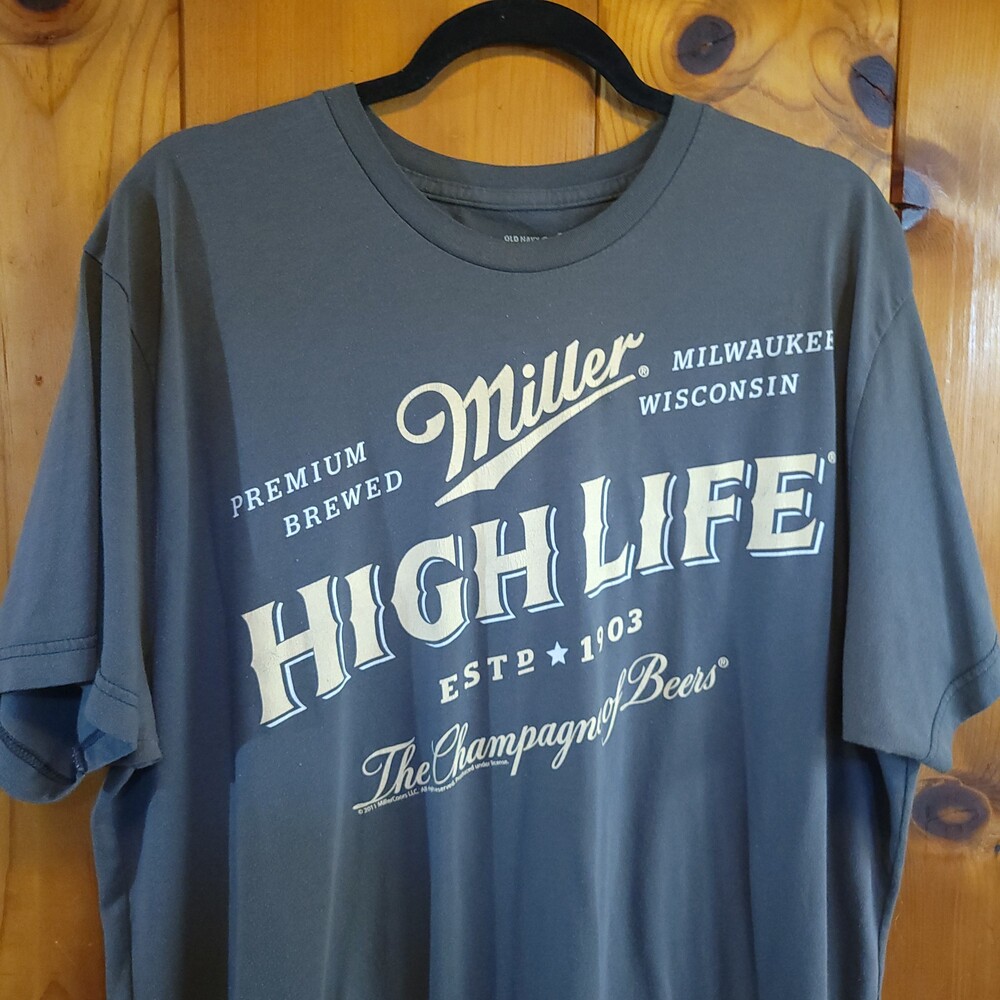 2011 Old Navy Miller High Life XXL T-Shirt Charcoal vintage vtg y2k 00s 2010s